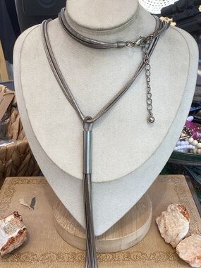 Liquid Silver Tassel Y-Necklace - Unbranded